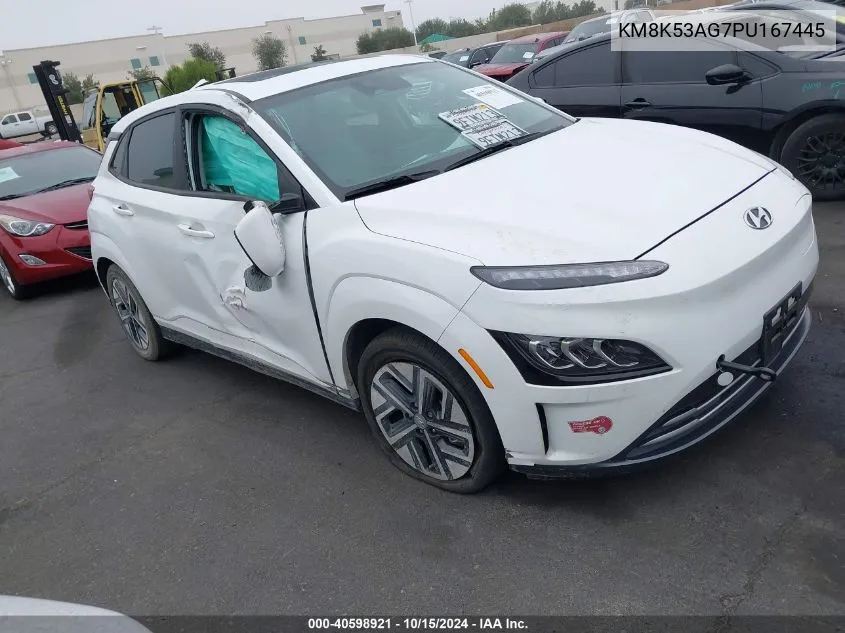 2023 Hyundai Kona Electric Limited VIN: KM8K53AG7PU167445 Lot: 40598921