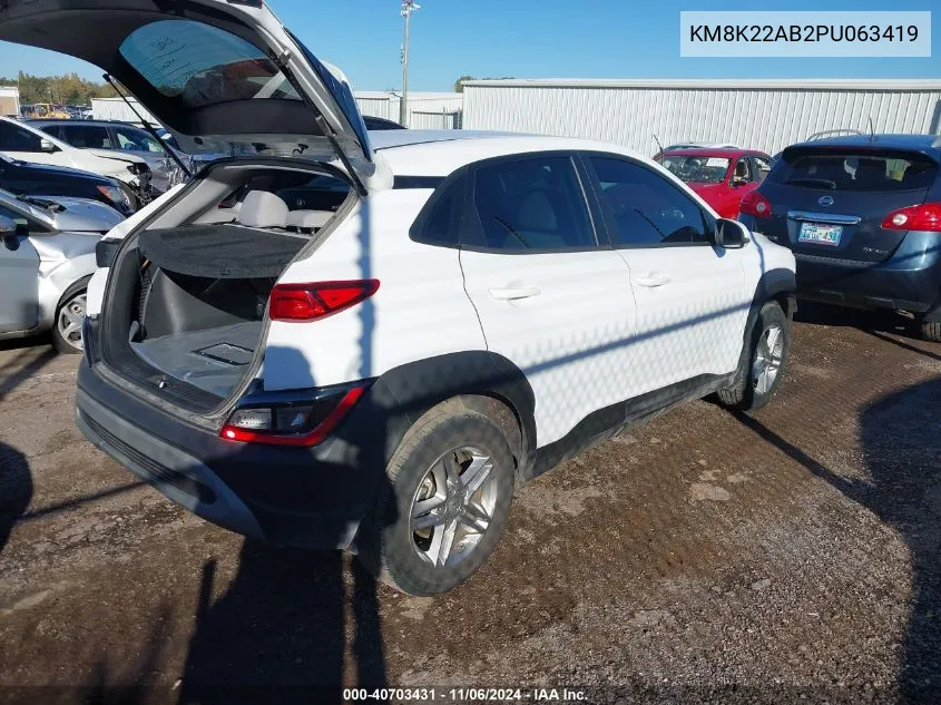 2023 Hyundai Kona Se VIN: KM8K22AB2PU063419 Lot: 40703431