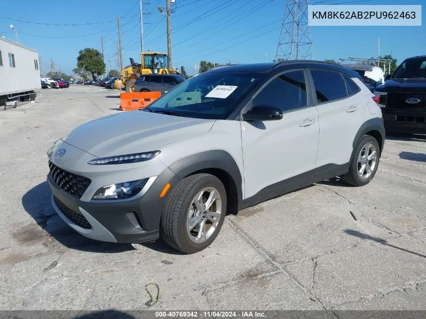 2023 Hyundai Kona Sel VIN: KM8K62AB2PU962463 Lot: 40769342