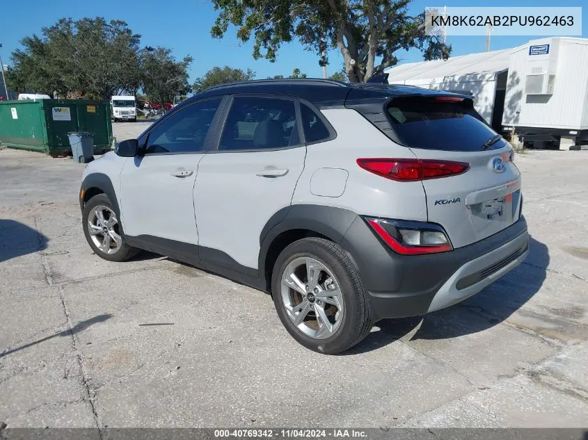 2023 Hyundai Kona Sel VIN: KM8K62AB2PU962463 Lot: 40769342