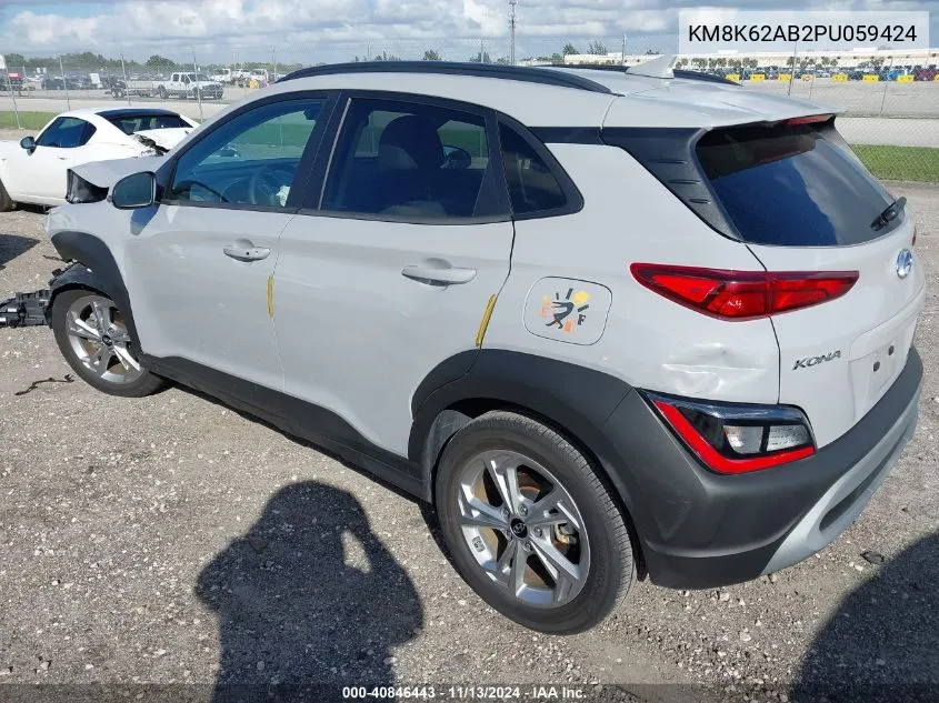 2023 Hyundai Kona Sel VIN: KM8K62AB2PU059424 Lot: 40846443