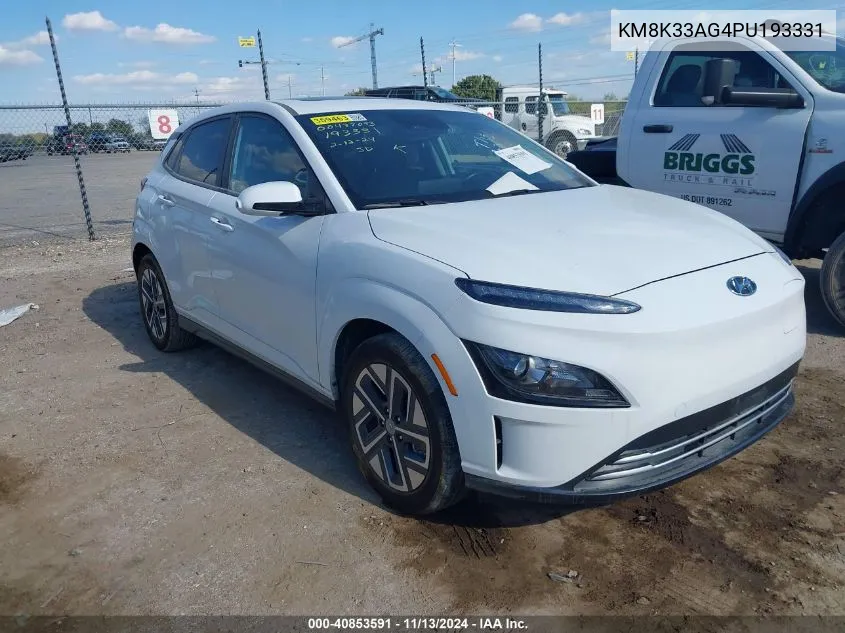 2023 Hyundai Kona Electric Sel VIN: KM8K33AG4PU193331 Lot: 40853591