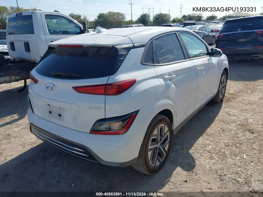 2023 Hyundai Kona Electric Sel VIN: KM8K33AG4PU193331 Lot: 40853591