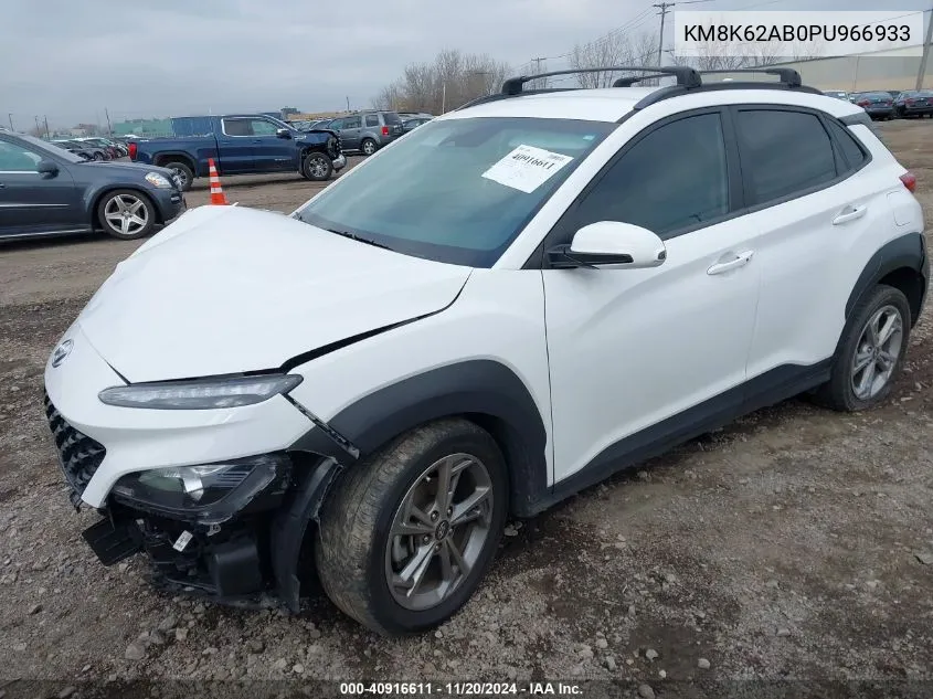 2023 Hyundai Kona Sel VIN: KM8K62AB0PU966933 Lot: 40916611