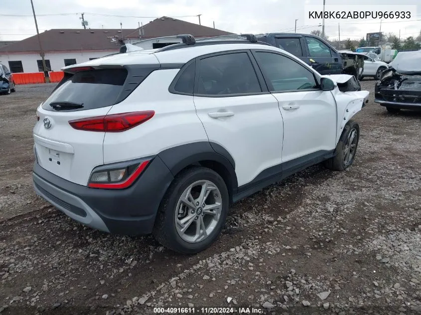 2023 Hyundai Kona Sel VIN: KM8K62AB0PU966933 Lot: 40916611