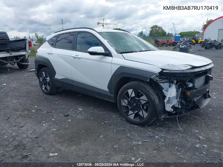 2024 Hyundai Kona Sel VIN: KM8HB3AB7RU170419 Lot: 12073836