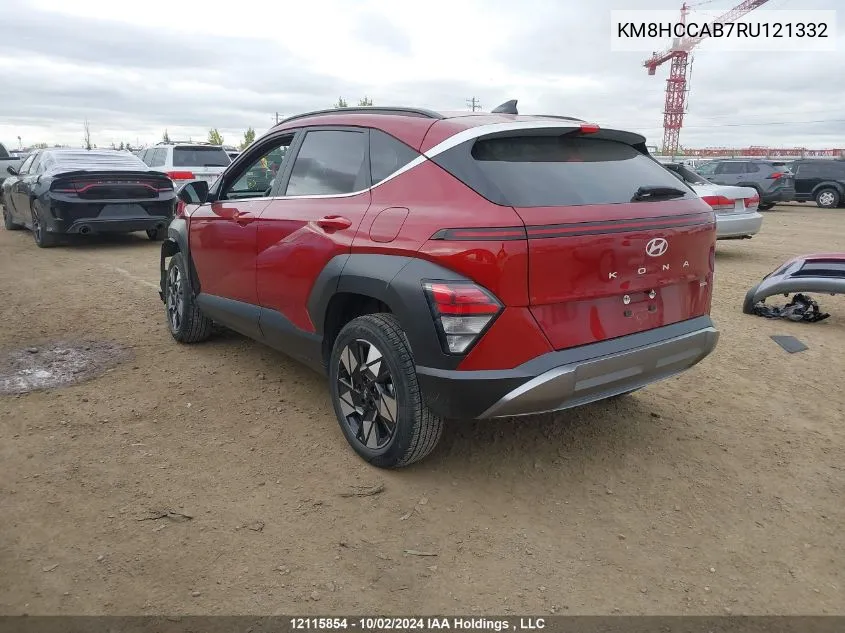 2024 Hyundai Kona Sel VIN: KM8HCCAB7RU121332 Lot: 12115854