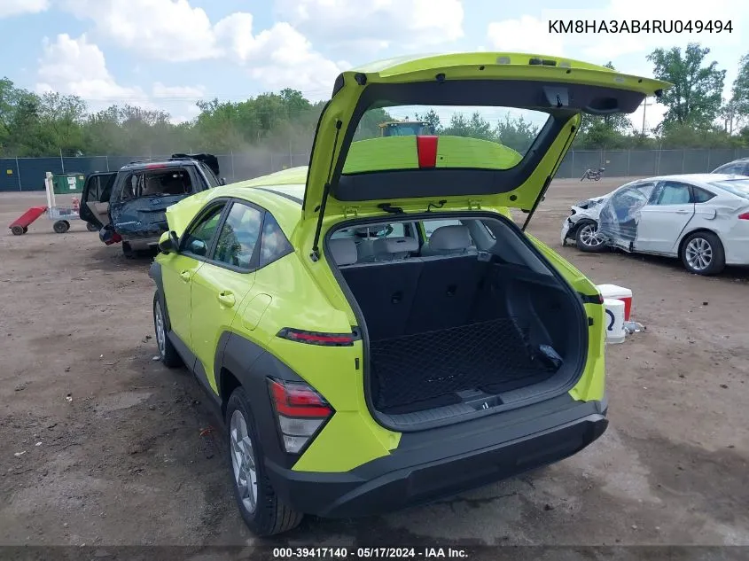 2024 Hyundai Kona Se VIN: KM8HA3AB4RU049494 Lot: 39417140