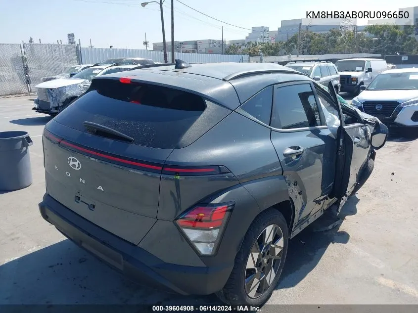 2024 Hyundai Kona Sel VIN: KM8HB3AB0RU096650 Lot: 39604908