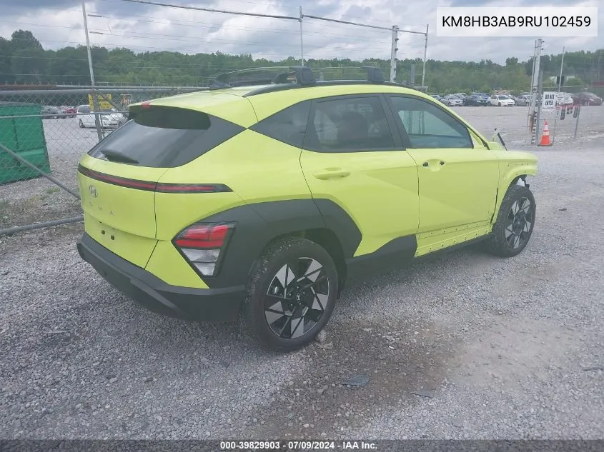 2024 Hyundai Kona Sel VIN: KM8HB3AB9RU102459 Lot: 39829903