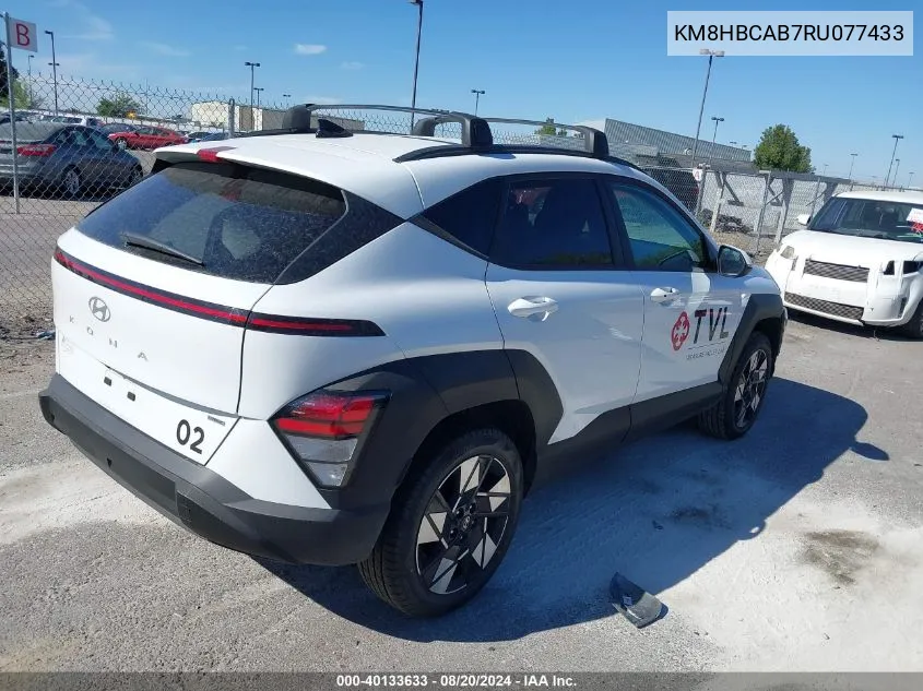 2024 Hyundai Kona Sel VIN: KM8HBCAB7RU077433 Lot: 40133633