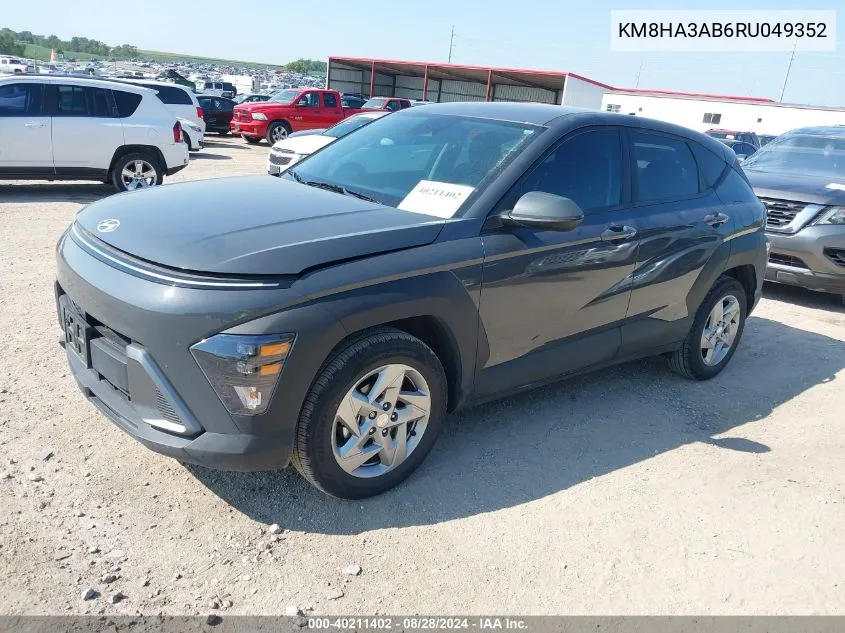 2024 Hyundai Kona Se VIN: KM8HA3AB6RU049352 Lot: 40211402