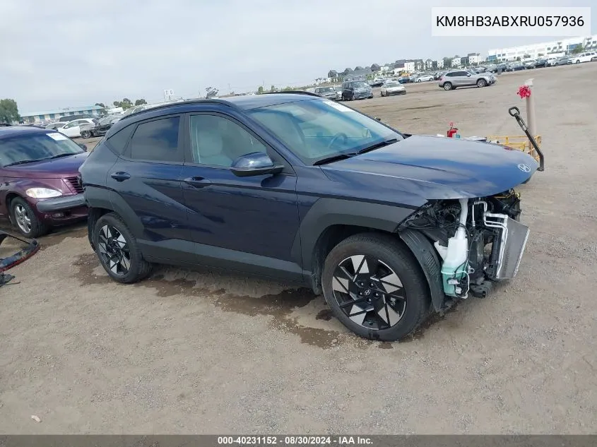 2024 Hyundai Kona Sel VIN: KM8HB3ABXRU057936 Lot: 40231152