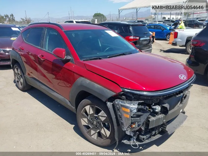 2024 Hyundai Kona Sel VIN: KM8HB3AB8RU054646 Lot: 40269451