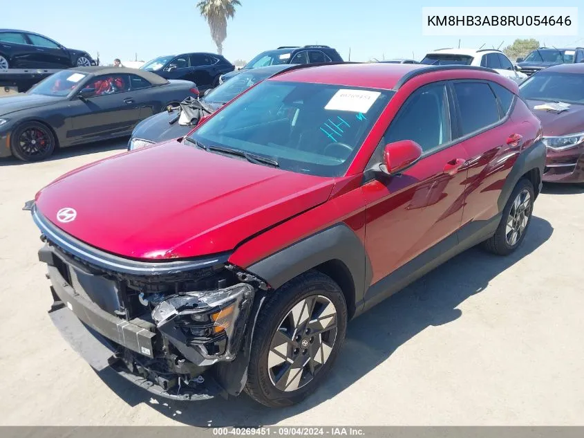 2024 Hyundai Kona Sel VIN: KM8HB3AB8RU054646 Lot: 40269451