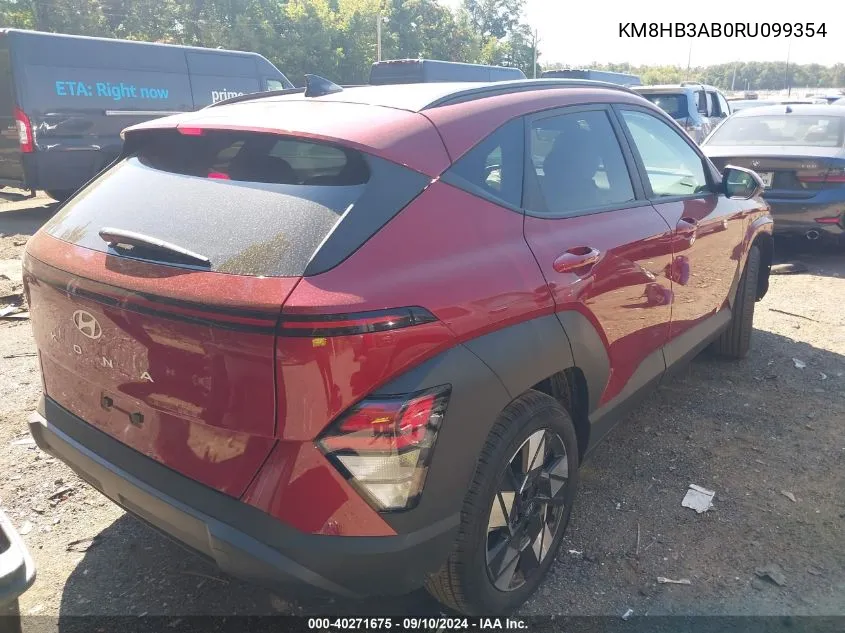 2024 Hyundai Kona Sel VIN: KM8HB3AB0RU099354 Lot: 40271675