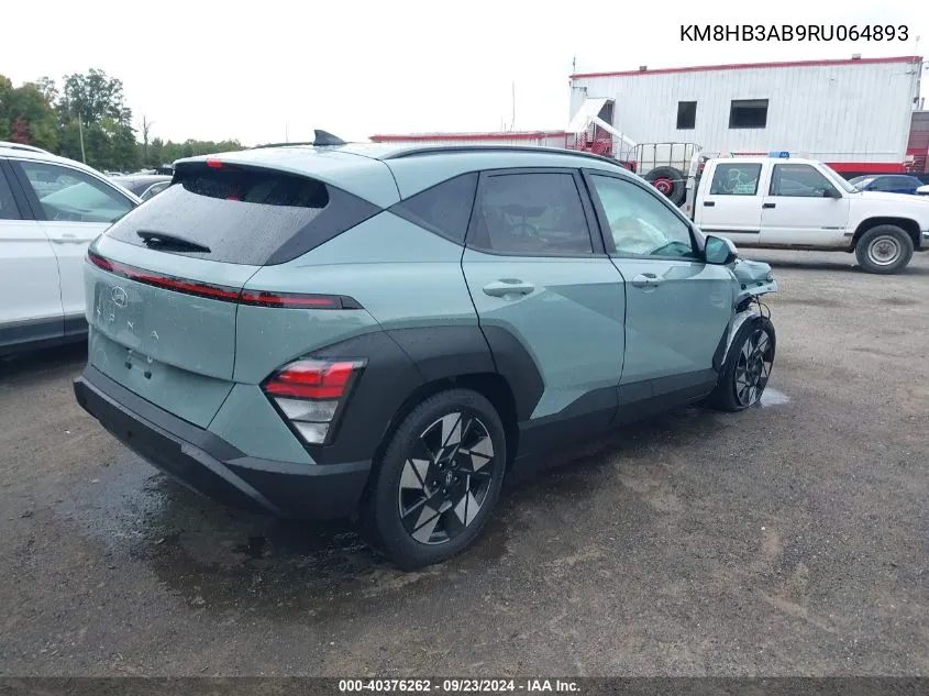 2024 Hyundai Kona Sel VIN: KM8HB3AB9RU064893 Lot: 40376262