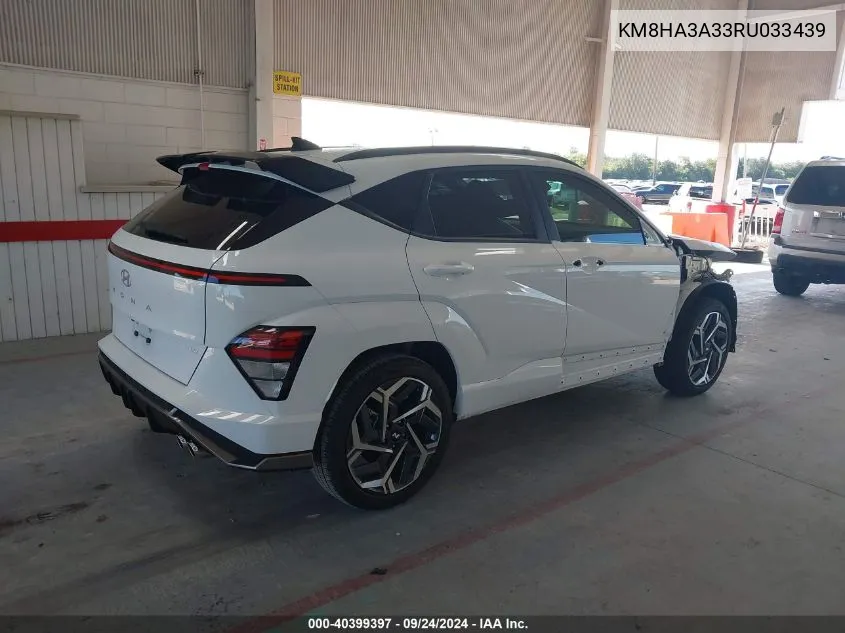 2024 Hyundai Kona N Line VIN: KM8HA3A33RU033439 Lot: 40399397