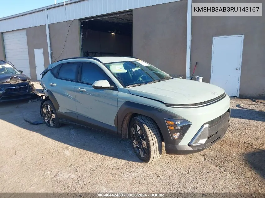 2024 Hyundai Kona Sel VIN: KM8HB3AB3RU143167 Lot: 40442480