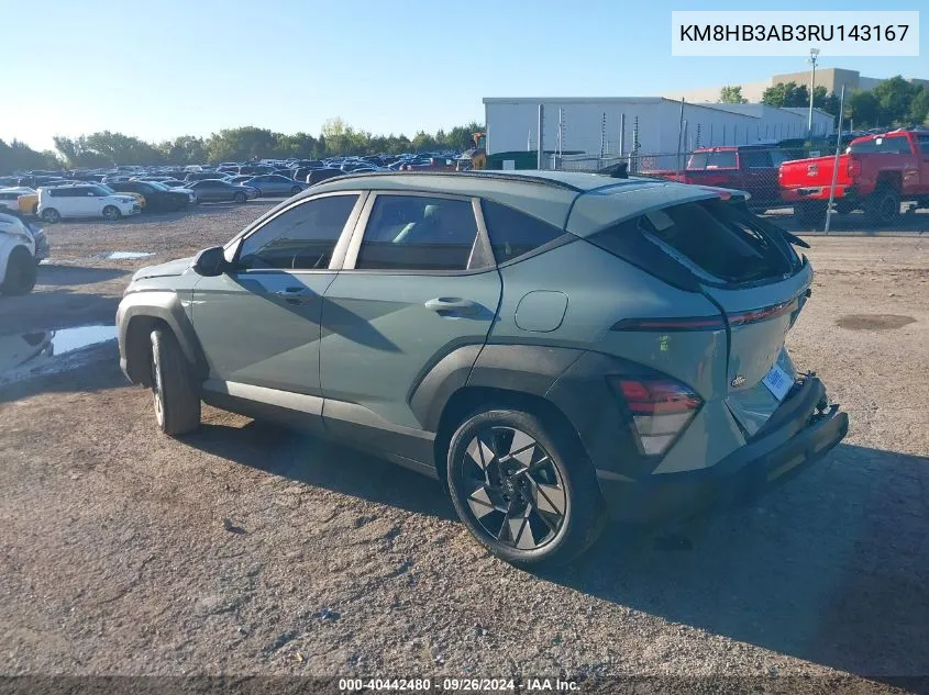 2024 Hyundai Kona Sel VIN: KM8HB3AB3RU143167 Lot: 40442480