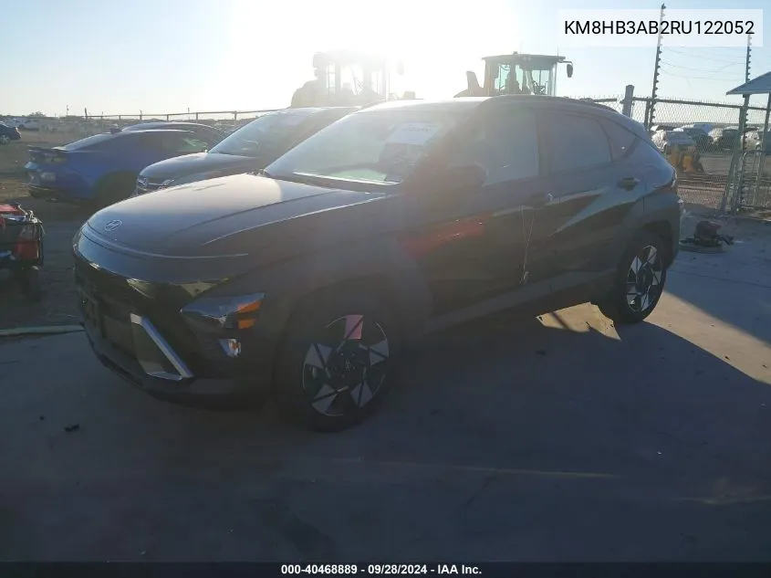 2024 Hyundai Kona Sel VIN: KM8HB3AB2RU122052 Lot: 40468889