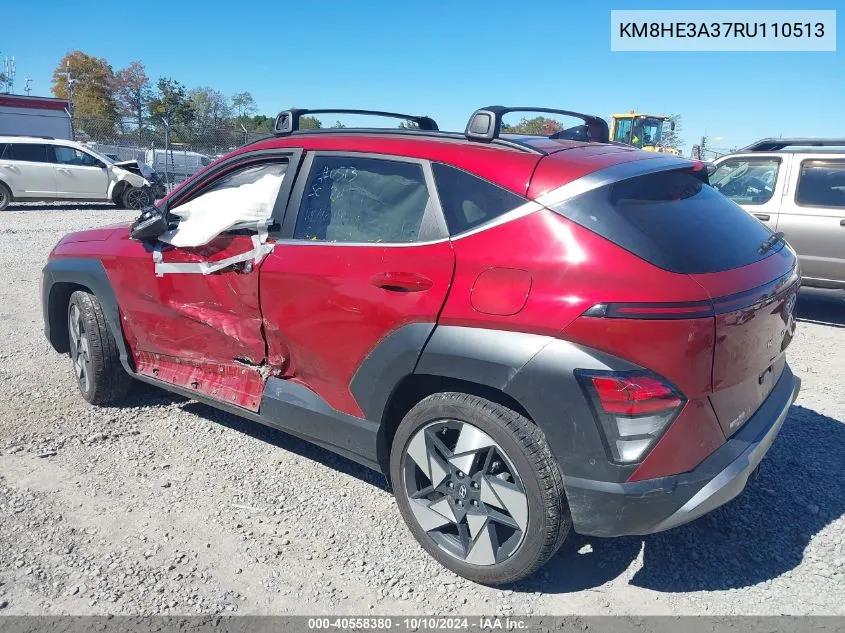 2024 Hyundai Kona Limited VIN: KM8HE3A37RU110513 Lot: 40558380