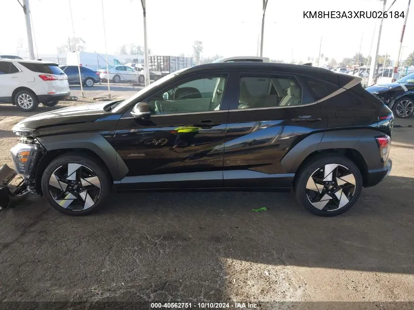 2024 Hyundai Kona Limited VIN: KM8HE3A3XRU026184 Lot: 40562751