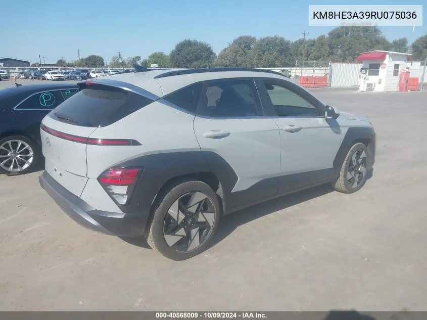 2024 Hyundai Kona Limited VIN: KM8HE3A39RU075036 Lot: 40568009