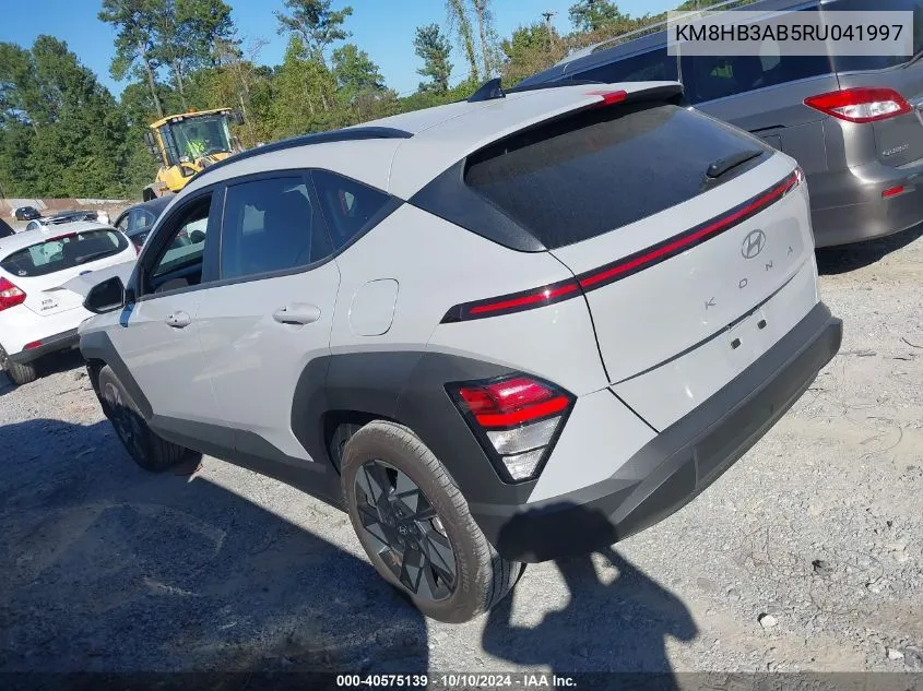 2024 Hyundai Kona Sel VIN: KM8HB3AB5RU041997 Lot: 40575139