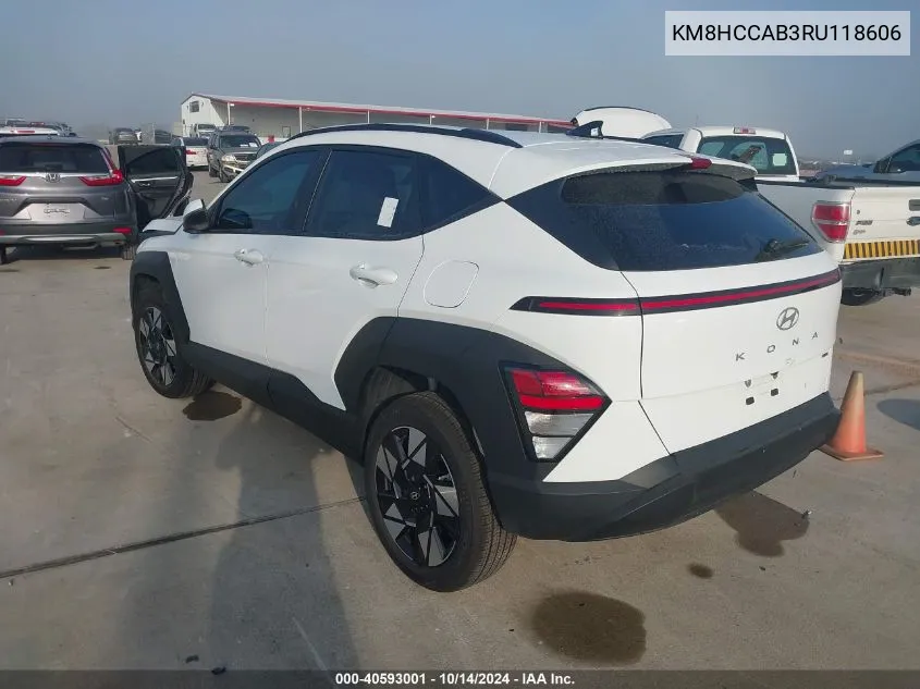 2024 Hyundai Kona Sel VIN: KM8HCCAB3RU118606 Lot: 40593001