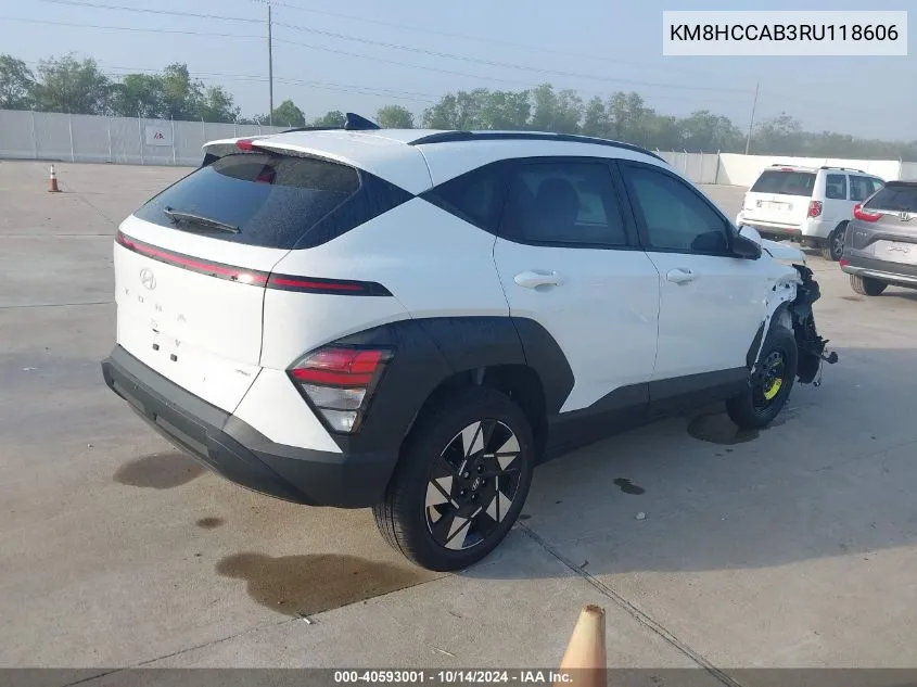 2024 Hyundai Kona Sel VIN: KM8HCCAB3RU118606 Lot: 40593001