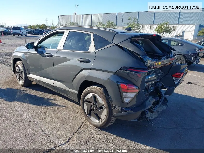 2024 Hyundai Kona Electric Sel VIN: KM8HC3A60RU014738 Lot: 40631494