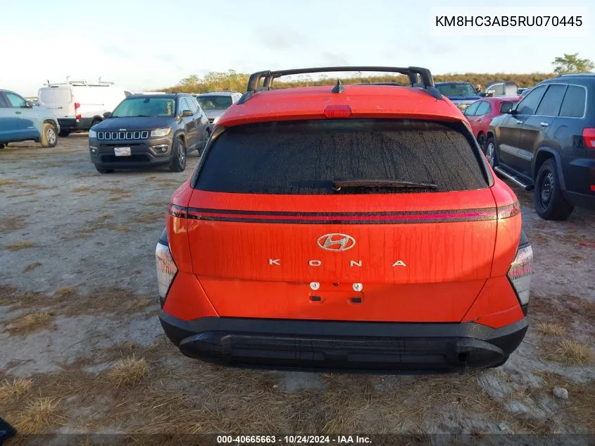 2024 Hyundai Kona Sel VIN: KM8HC3AB5RU070445 Lot: 40665663