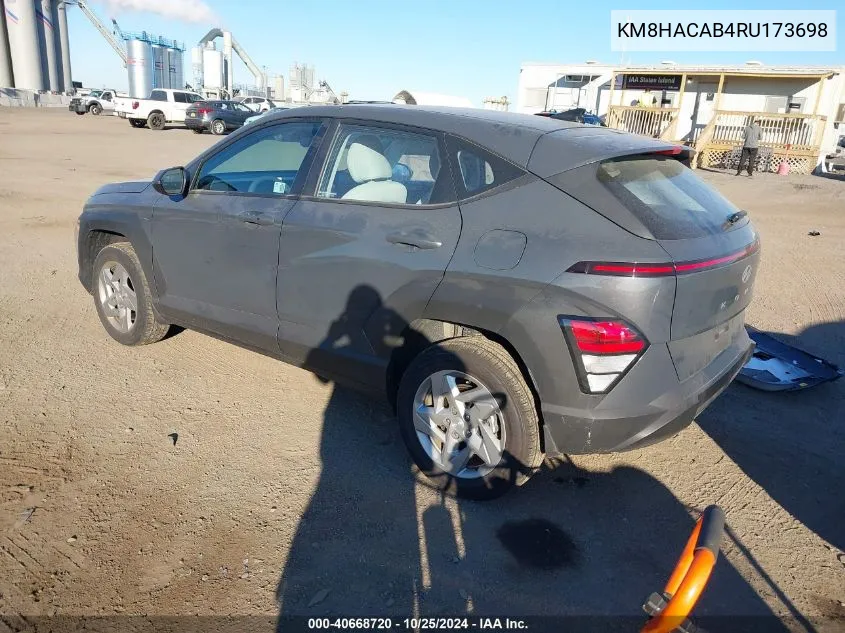 2024 Hyundai Kona Se VIN: KM8HACAB4RU173698 Lot: 40668720