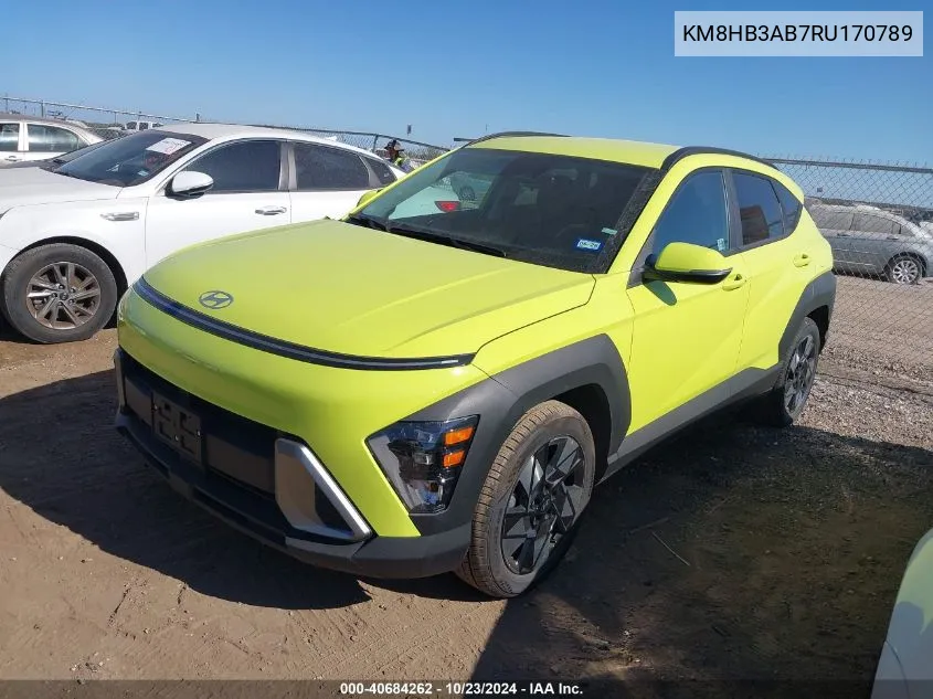 2024 Hyundai Kona Sel VIN: KM8HB3AB7RU170789 Lot: 40684262