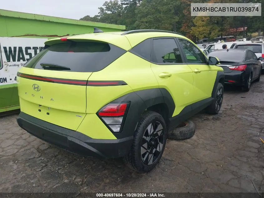 2024 Hyundai Kona Sel VIN: KM8HBCAB1RU039874 Lot: 40697604