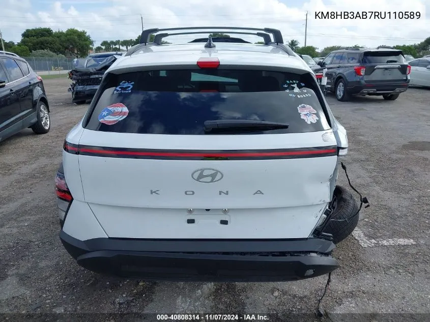 2024 Hyundai Kona Sel VIN: KM8HB3AB7RU110589 Lot: 40808314