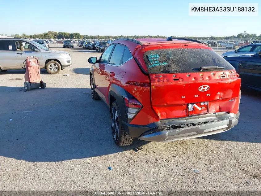 2025 Hyundai Kona Limited VIN: KM8HE3A33SU188132 Lot: 40608736