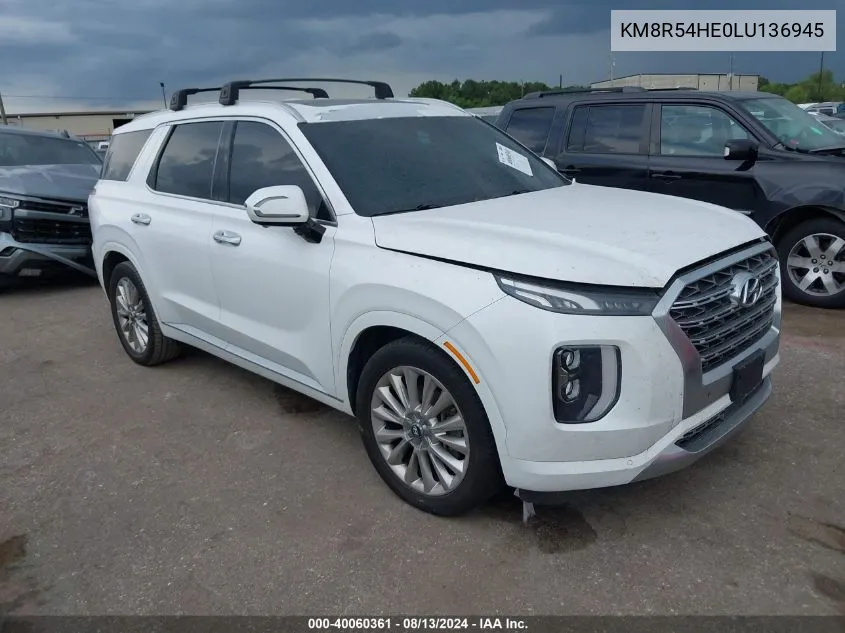 2020 Hyundai Palisade Limited VIN: KM8R54HE0LU136945 Lot: 40060361