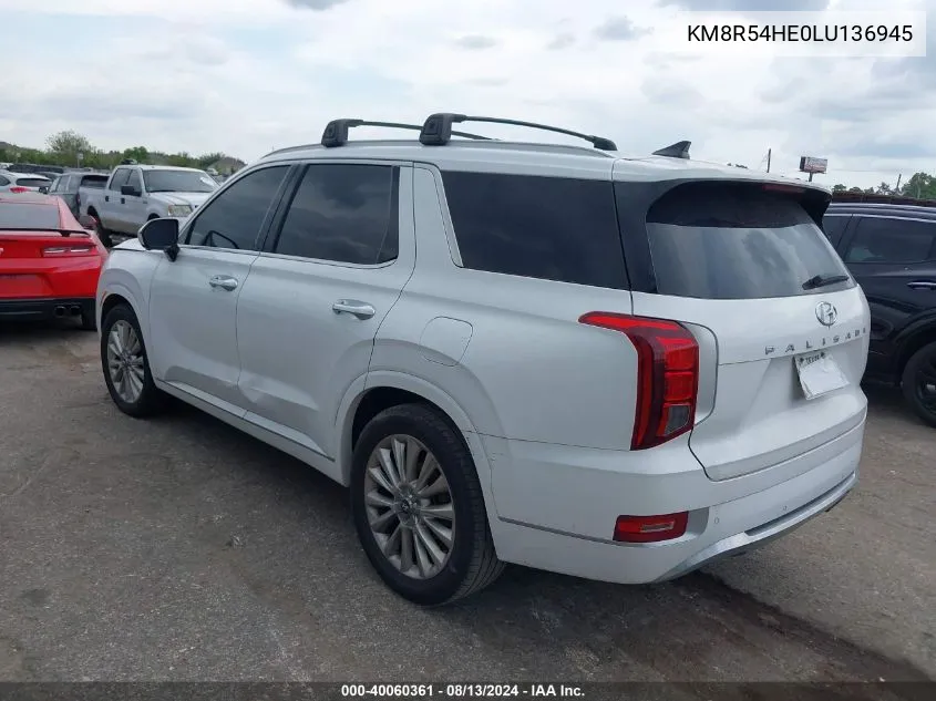 2020 Hyundai Palisade Limited VIN: KM8R54HE0LU136945 Lot: 40060361