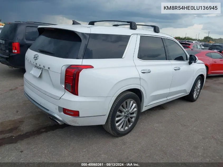 2020 Hyundai Palisade Limited VIN: KM8R54HE0LU136945 Lot: 40060361