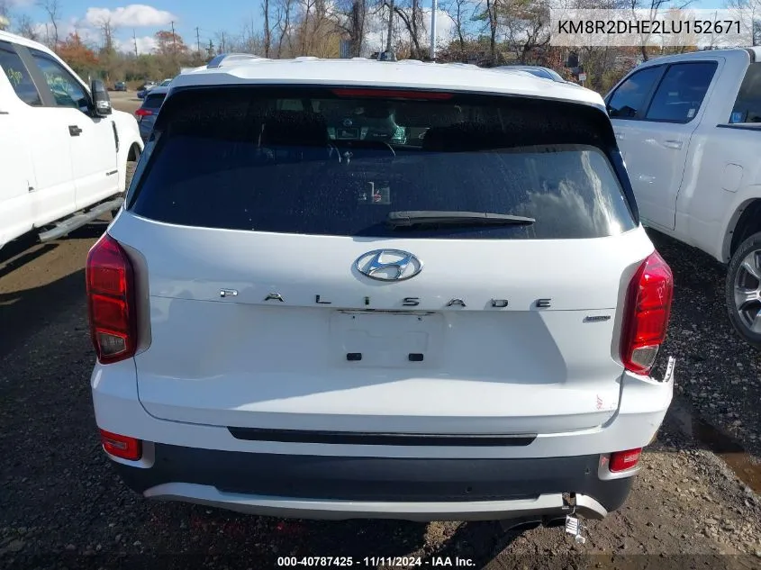 2020 Hyundai Palisade Sel VIN: KM8R2DHE2LU152671 Lot: 40787425