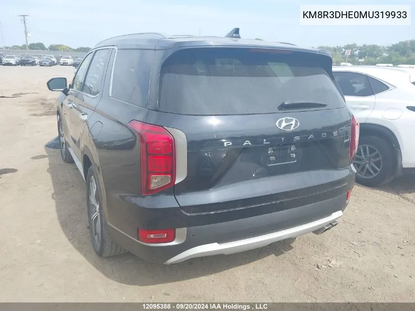 2021 Hyundai Palisade VIN: KM8R3DHE0MU319933 Lot: 12095388