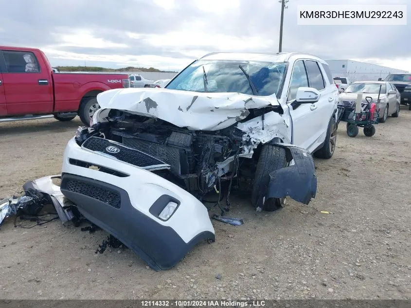 2021 Hyundai Palisade Sel VIN: KM8R3DHE3MU292243 Lot: 12114332