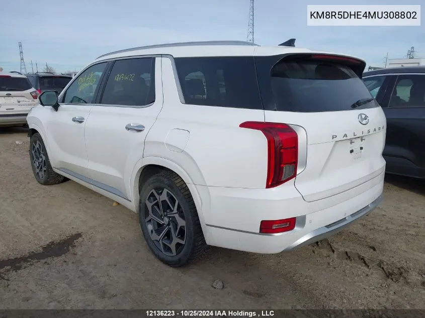 2021 Hyundai Palisade Ultimate Calligraphy VIN: KM8R5DHE4MU308802 Lot: 12136223