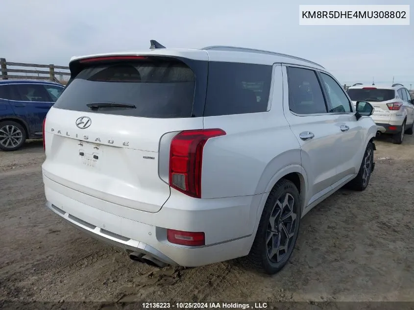 2021 Hyundai Palisade Ultimate Calligraphy VIN: KM8R5DHE4MU308802 Lot: 12136223