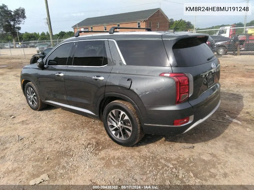 2021 Hyundai Palisade Sel VIN: KM8R24HE8MU191248 Lot: 39438382