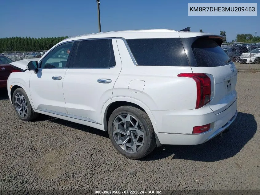 2021 Hyundai Palisade Calligraphy VIN: KM8R7DHE3MU209463 Lot: 39870566