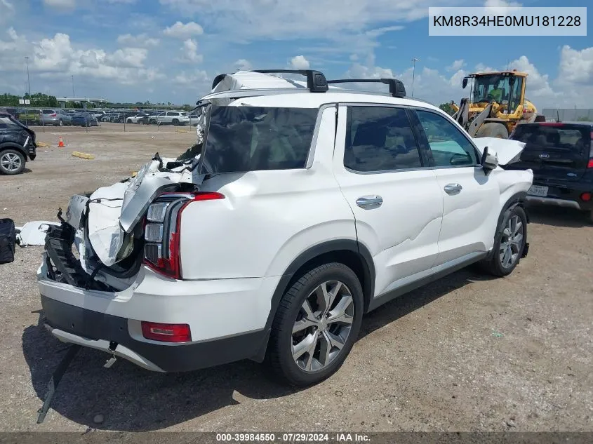 KM8R34HE0MU181228 2021 Hyundai Palisade Sel