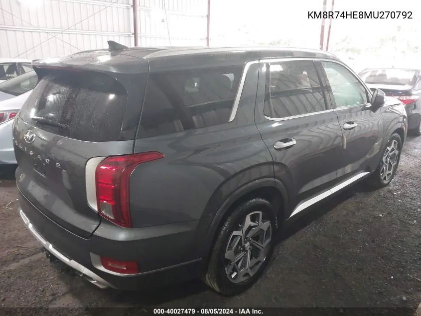 2021 Hyundai Palisade Calligraphy VIN: KM8R74HE8MU270792 Lot: 40027479